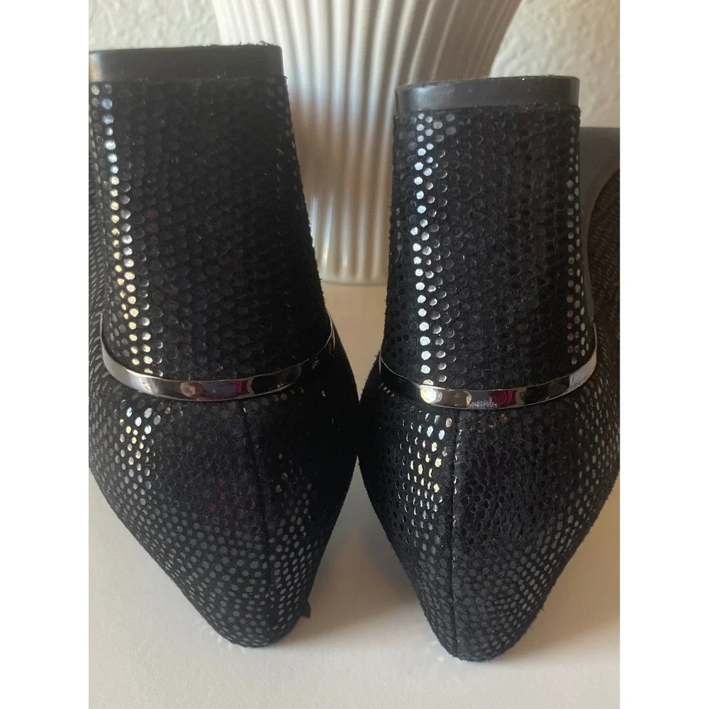 Van Eli Women's Black Textured Metallic Kitten Heel Summer Casual Evening SZ 7.5